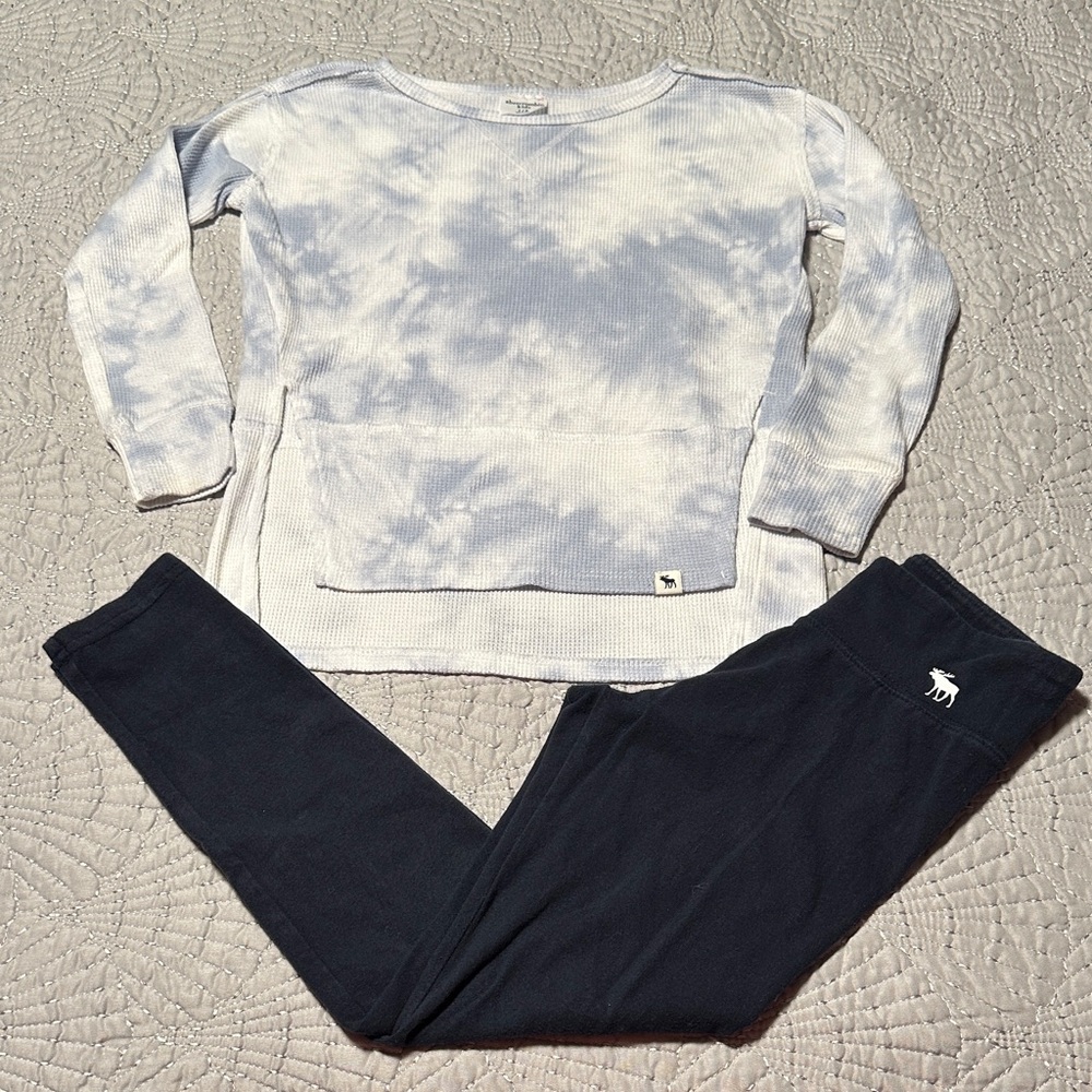 Abercrombie Kids Girls Tie-Dyed Top and Navy Leggings, EUC, Size 7/8